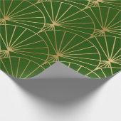 Gold art-deco pattern on green wrapping paper ラッピングペーパー (角)