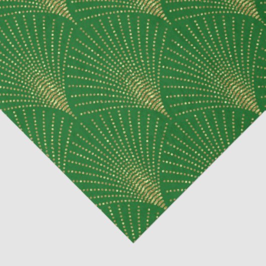 Gold Art-Deco Pattern Over GreenBackground 薄葉紙 (詳細)