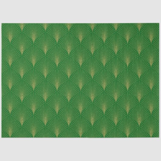 Gold Art-Deco Pattern Over GreenBackground 薄葉紙 (正面)