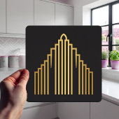 Gold Art Deco Skyscraper Silhouette Black Tile タイル