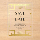 Gold Art Deco Wedding Save the Date アクリル招待状 (正面)
