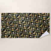 Gold Art Nouveau Bees ビーチタオル (正面)