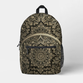 Gold Artistic Mandala Backpack プリントバックパック