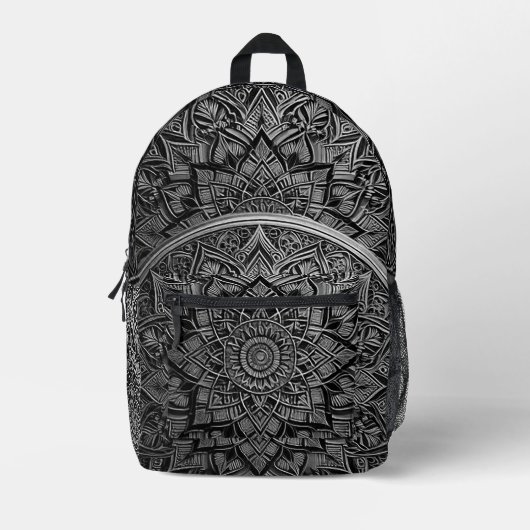 Gold Artistic Mandala Backpack プリントバックパック (正面)