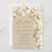 Gold Balloon Arch Baby Shower 招待状 (正面)