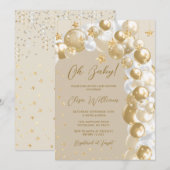 Gold Balloon Arch Baby Shower 招待状 (正面/裏面)