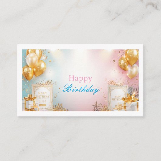 Gold Balloon Birthday Enclosure Card エンクロージャーカード (正面)