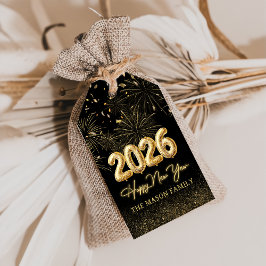 Gold Balloon Cheers New Year Eve Party Gift Tags ギフトタグ