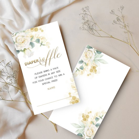 Gold Balloon Greenery Diaper Raffle Insert Card エンクロージャーカード