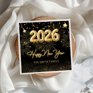 Gold Balloon New Years Eve Party Paper Napkin スタンダードランチョンナプキン