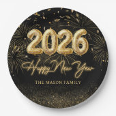 Gold Balloon New Years Eve Party Paper Plates  ペーパープレート (正面)