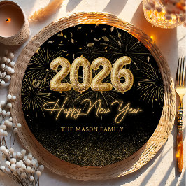 Gold Balloon New Years Eve Party Paper Plates  ペーパープレート