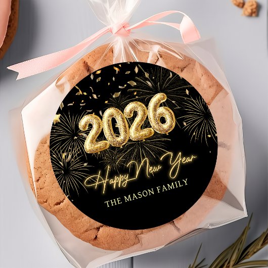 Gold Balloon New Years Eve Party Sticker ラウンドシール