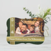 Gold Bands Surround Family Photo Fancy Cut シーズンカード (スタンド正面)