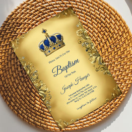 Gold baptism invitation with an ornate invitation  招待状
