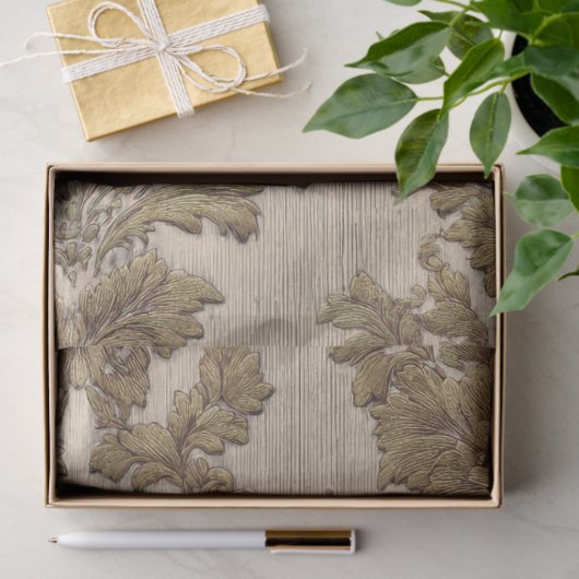  Gold Baroque Damask Pattern Decoupage Paper 薄葉紙 (ギフト)