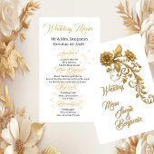 Gold Baroque Floral Script | Elegant Wedding Menu メニュー