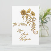 Gold Baroque Floral Script | Elegant Wedding Menu メニュー (スタンド正面)