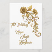 Gold Baroque Floral Script | Elegant Wedding Menu メニュー (正面)
