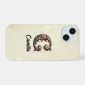 Gold Baroque Monogram Elegant Phone Case iPhone 15ケース (裏面横)