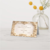 Gold Baroque Monogram Frame Ivory Place Card プレイスカード (正面)