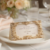 Gold Baroque Monogram Frame Ivory Place Card プレイスカード