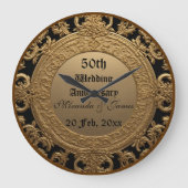 Gold Baroque Opulence Chic 50 Wedding Anniversary  ラージ壁時計 (正面)