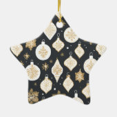 Gold Bauble Design Black background セラミックオーナメント (裏面)