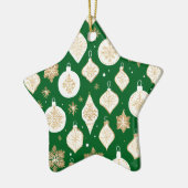Gold Bauble Design green background セラミックオーナメント (左)