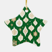 Gold Bauble Design green background セラミックオーナメント (裏面)