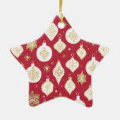 Gold Bauble Design red background セラミックオーナメント (裏面)