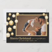 Gold Baubles Christmas Photo シーズンカード (正面)