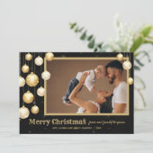 Gold Baubles Christmas Photo シーズンカード (スタンド正面)