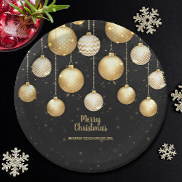 Gold Baubles Christmas Tree Ornaments Party ペーパープレート