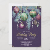 Gold Baubles Christmas Tree Party Invitation 招待状 (正面)