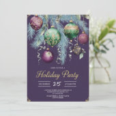 Gold Baubles Christmas Tree Party Invitation 招待状 (スタンド正面)
