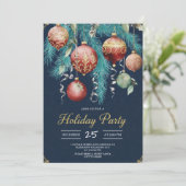 Gold Baubles Christmas Tree Party Invitation 招待状 (スタンド正面)