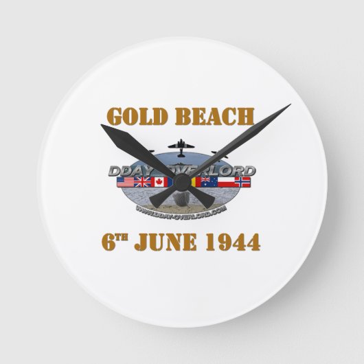 Gold Beach 6th June 1944 ラウンド壁時計 (正面)