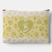 Gold Beige Hearts With Dots And Swirls アクセサリーポーチ (正面)