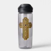 Gold Bejeweled Celtic Style Cross ウォーターボトル (背面)