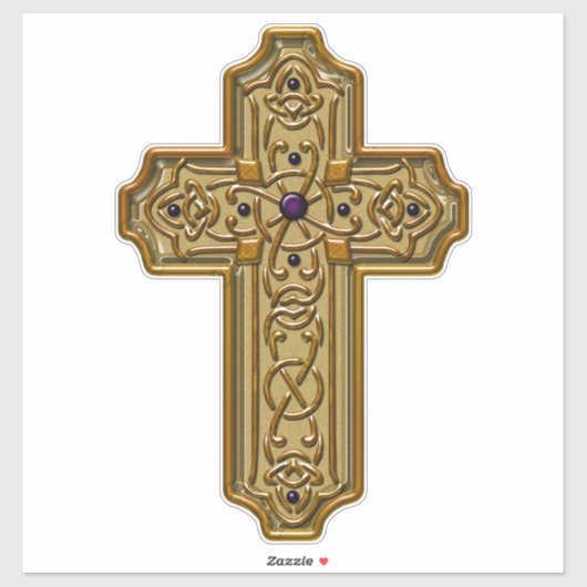 Gold Bejeweled Celtic Style Cross  シール (シート)