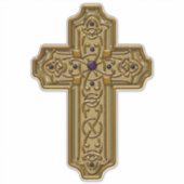 Gold Bejeweled Celtic Style Cross  シール (正面)
