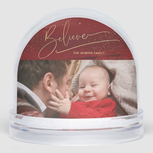 Gold Believe Calligraphy, Photo Snow Globe (正面)