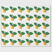Gold Bell and Holly Wrapping Paper ラッピングペーパー (フラット)