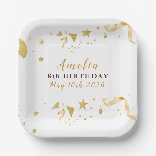 Gold Birthday  ペーパープレート (正面)