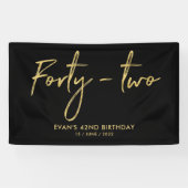 Gold & Black 42th Birthday Party Welcome Banner 横断幕 (横)