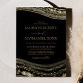 Gold Black Agate Elegant Wedding 招待状