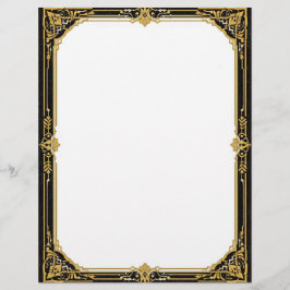Gold Black and White Art Deco Stationery Paper レターヘッド
