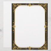Gold Black and White Art Deco Stationery Paper レターヘッド (正面/裏面)