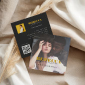 Gold Black Bold Script 2 Photo Minimal QR Code     スクエア名刺